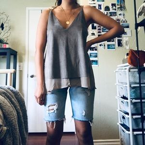 Zara Suede Cross Tank Top